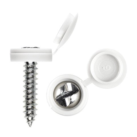 White Car Number Plate Screws